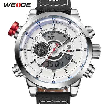 

WEIDE Military Mens Sports digital movement Leather Strap Belt Alarm Repeater Calendar Chronograph Quartz movement Wristwatch