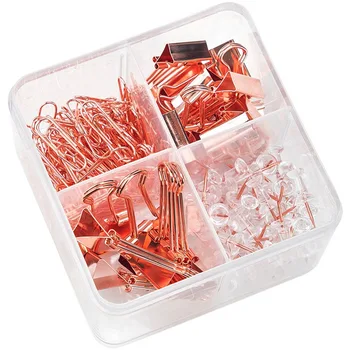 

1box DishyKooker Rose Gold Paper Clip Pin And Ticket Holder Combination Set Office Stationery