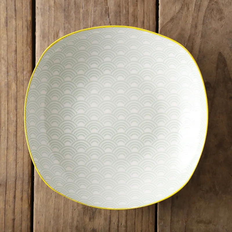 Европа современный лаконичный глазурь вниз окрашенная керамика фарфоровая тарелка посуда бытовая 8 дюймов Глубокий квадратный ceramica диск для еды - Цвет: E