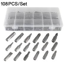 Set di punte per cacciavite con codolo esagonale 108PCS acciaio professionale al cromo-vanadio TX PZ H PH SL