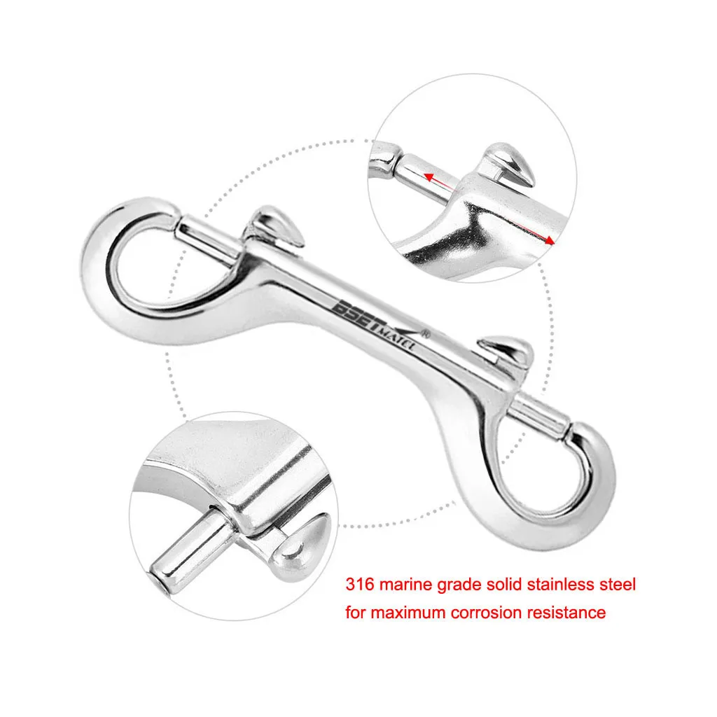 Rustproof 100mm StainlessSteel Clips Dual Ended Bolt Snap Hook Marine Accs