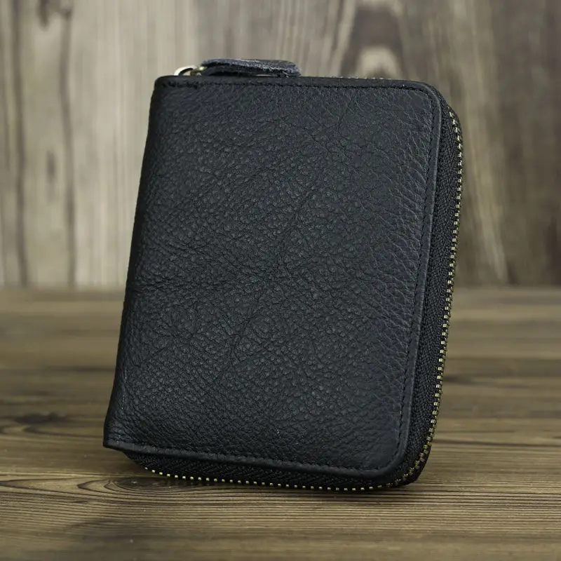 Short Organizer Wallet Man With Zipper Around Genuine Leather Male Coin Purse Crazy Horse Leather Card Holder For Boys Vintage Short Organizer Wallet Man With Zipper Around Genuine Leather Male Coin Purse Crazy Horse Leather Card Holder For Boys Vintage