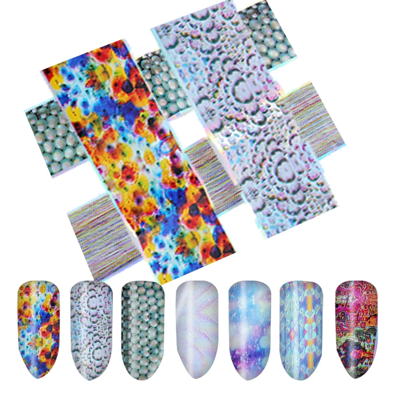 Nail Foil For Manicure UV Gel Polish Sticker Colorful Pattern Transfer Foil Nails Decal Sliders For Nail Art Decorations