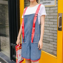 Женский джинсовый комбинезон с карманами, Уличная Повседневная Женская свободная одежда BF Ulzzang для студентов, шикарная верхняя одежда для девочек