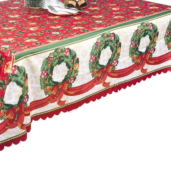 

Big ChristmasTablecloth Classical Red Christmas Polyester Printed Tablecloth Hotel Banquet Dinner Table Cover Runner Decoration