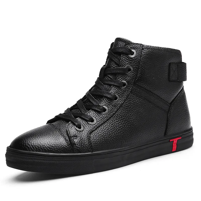 

Men Boots 100% Genuine Leather Ankle Boots Lace-Up Casual High Quality Cow Leather Boots Autumn Winter Men Shoes