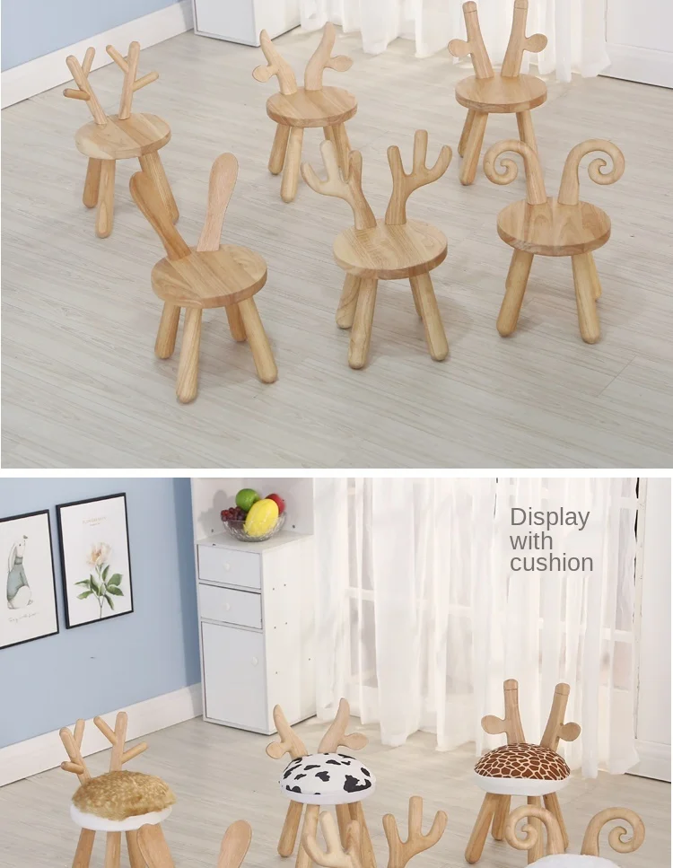 JOYLOVE Solid Wood Small Bench Children's Stool Cartoon Deer Stool Home Backrest Low Stool Creative Cute Animal Small Chair JOYLOVE Solid Wood Small Bench Children's Stool Cartoon Deer Stool Home Backrest Low Stool Creative Cute Animal Small Chair