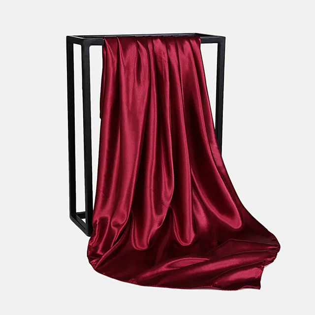 Foulard Hijab en Satin de Couleur Unie pour Femme, Châle Carré de 90cm pour Cheveux