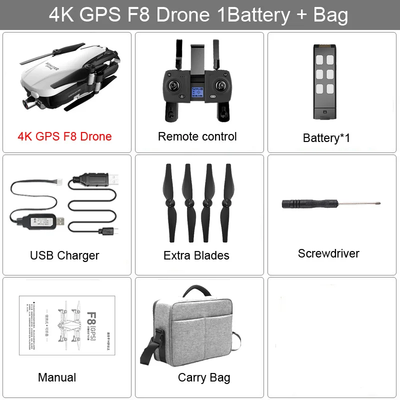 F8 GPS Drone with 2K 1080P Camera Two-Axis Anti-Shake Self-Stabilizing Gimbal WiFi FPV Brushless Quadrocopter VS Zen K1 SG906 - Color: F8 4K 1B CB