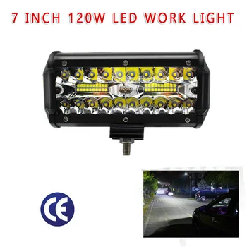 

7 INCH 120W LED Work Light Bar Flood Spot Beam Offroad SUV Driving Fog Light