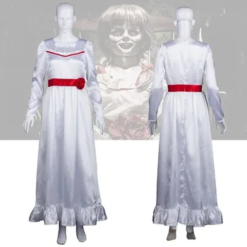 

Movie Annabelle Cosplay Costumes Halloween White Dress Long Sleeve Long Skirt Clothing