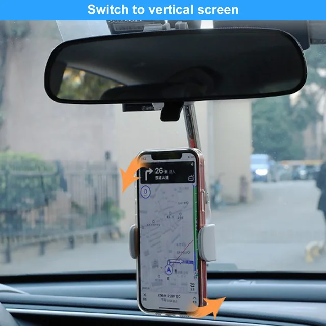 Multifunctional Car Mobile Phone Holder 360 Degree Rotating Sun Visor Mirror Dashboard Mount GPS Stand Bracket With Parking Card 6
