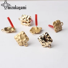 Zinc Alloy Earrings Base Connectors Linker Golden Ripple Square 6pcs/lot 12mm For DIY Earrings Jewelry Making Accessories