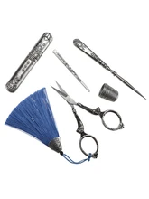  1 Set Vintage embroidery scissors needle case sewing thimble punch sewing tools 