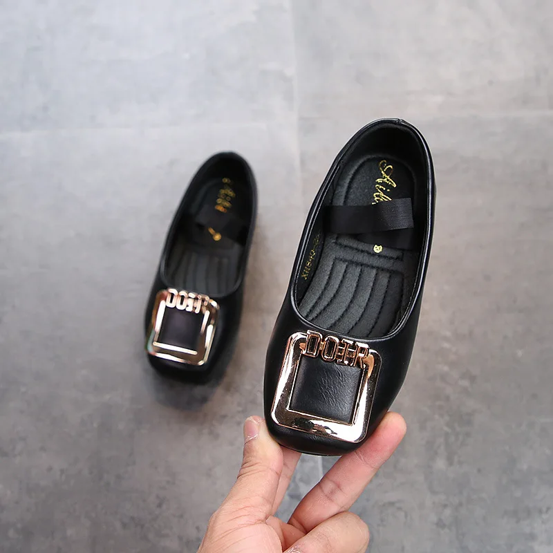 

Special Offer Non-Quality Problems Rebate Does Not Change Children Small Leather Shoes Girls Metal Buckle Square Head Princess G