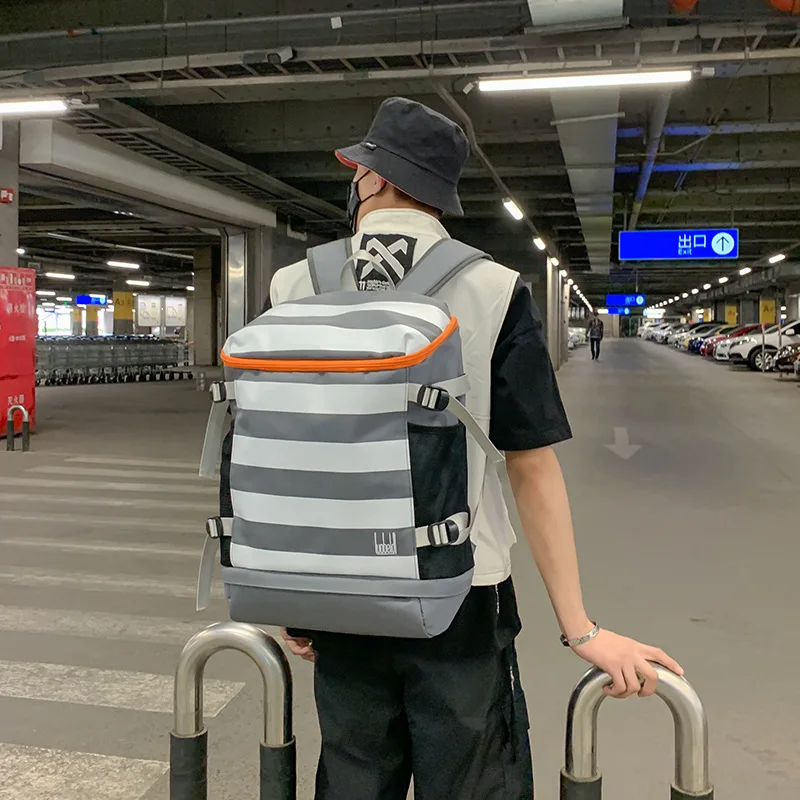 

Popular Brand Stripes Backpack for Both Men And Women Large Capacity Basketball Backpack College Student Computer Backpack