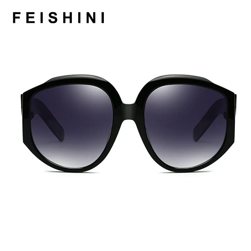 Бренд FEISHINI, роскошные женские солнцезащитные очки,, модные, трендовые, Овальные, женские солнцезащитные очки, негабаритные, Ретро стиль, защита от ультрафиолета, градиентные линзы