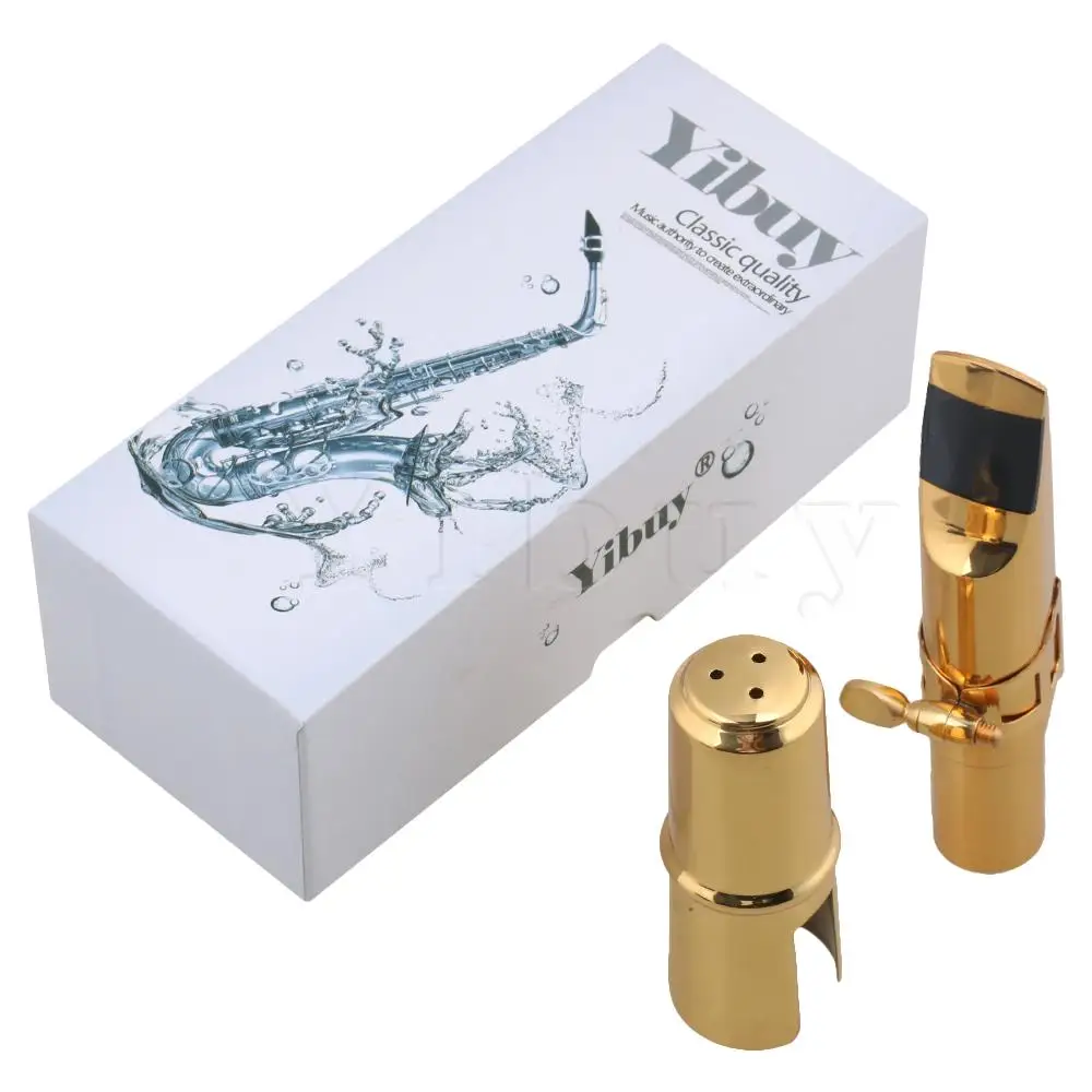 Yibuy 7 # золотой B плоский мундштук для саксофона тенора с мундштуком + квадратной