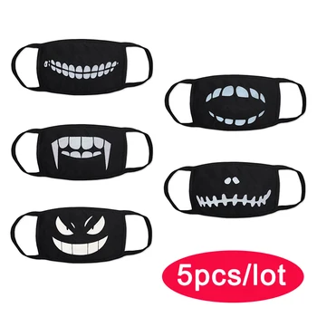 

5pcs Kpop Mouth Mask Women Men Cartoon Teeth Funny Face Masks For Boy Girl Washable Cotton Dustproof Mask Wholesale mascarilla