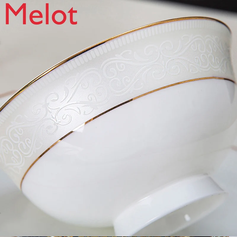 

Dishes set domestic Jingdezhen European bone china bowl chopsticks ceramic utensils dining set bowl plate Chinese tableware