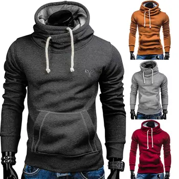 

Men Autumn Winter Outdoor Sport Solid Color Pattern Embroidery Thick Cotton Warm Pullover Hoodies