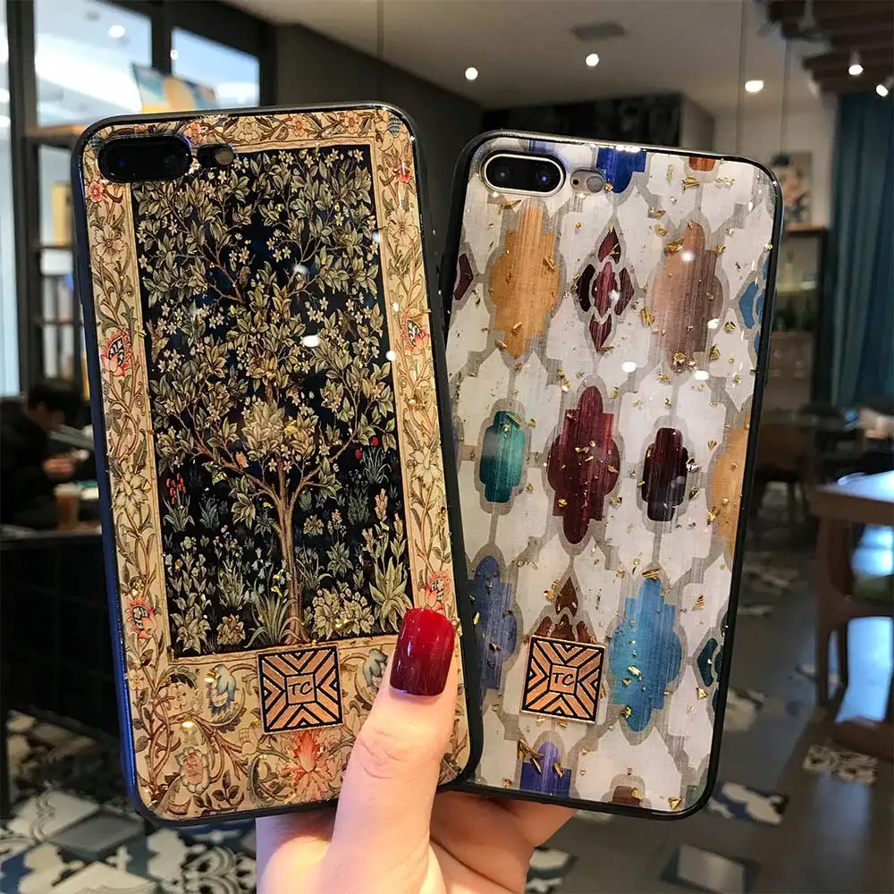 Gold Foil Propitious Tree Bling Phone Case For iPhone X 8 7 6 6s Plus Soft TPU Cover XS Max XR Glitter Cases Coque |