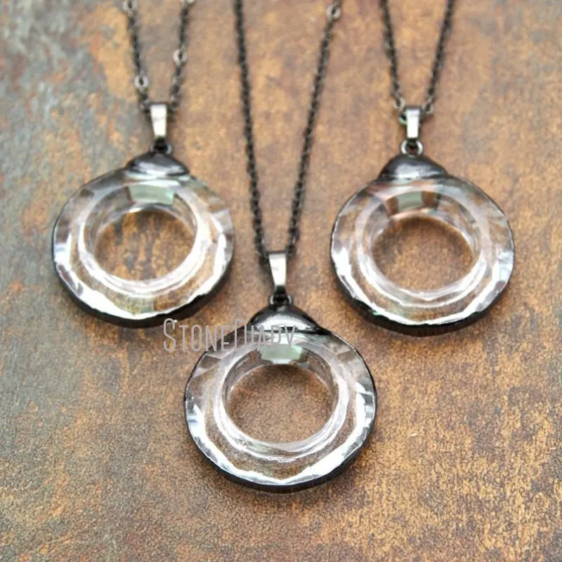 NM14702 10Pcs Glass Crystal Chains Necklaces Gun Black Plated Faceted Hoop 18inch-32inch | Украшения и аксессуары