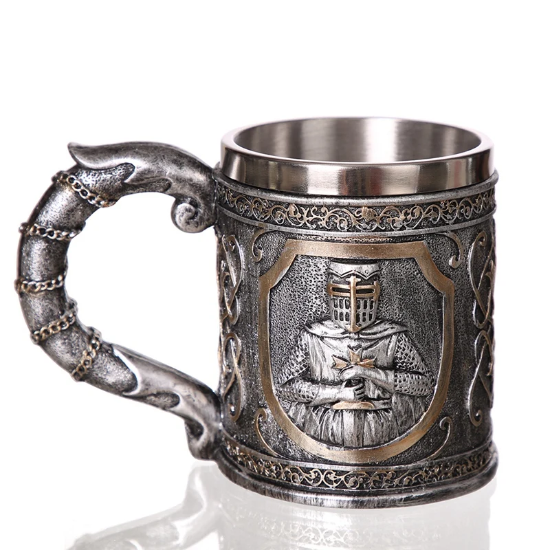 Промо-акция! Средневековый темплар крестоносца рыцарь кружка костюм доспехи рыцарь Креста пивной Штайн Танкард кофейная чашка -- кружка