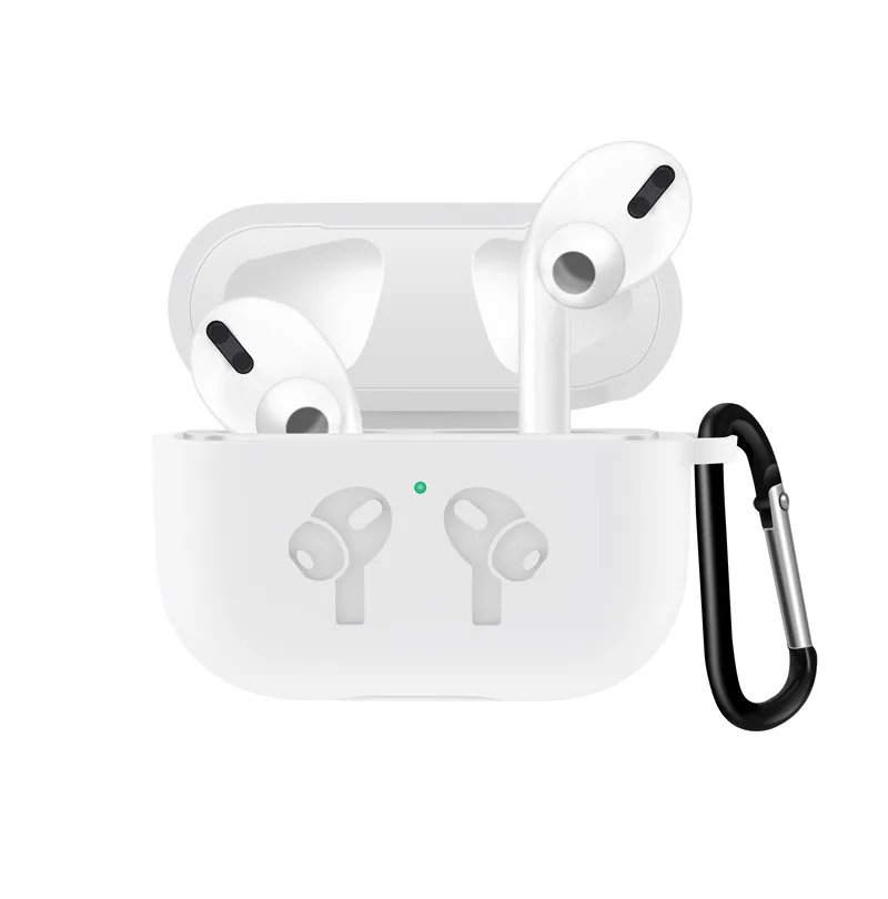 

For Apple Airpods Pro Wireless Bluetooth Headphone Case Silicone Protective Earphone Skin Cover Charging Box with Buckle For2019