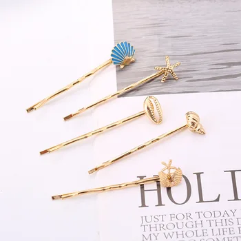

2pcs/set Fashion Barrette Shell Hair Clipsalloy Women Starfish Hairpins Butterfly Hair Clip Metal Hair Accessories