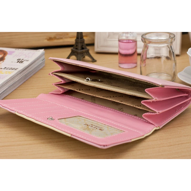 

2019 Paris Romantic Scenery Wallet Purse Women PU Leather Wallet Varies Patterns Embossed for Ladies Card Holder Clutch Pochette