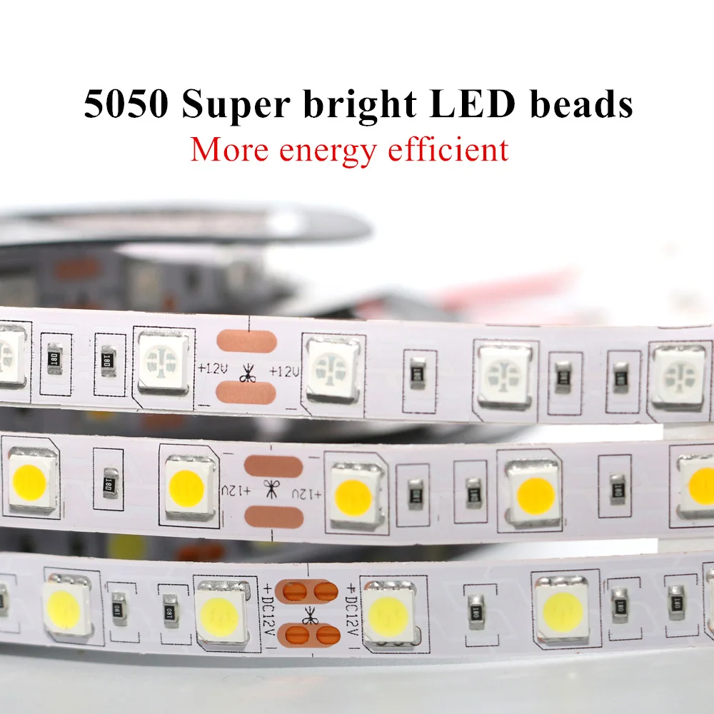 Светодиодная лента RGB SMD 5050 60 светодиодов/м 12 в пост. Тока гибкий светильник 1/2/3/4/5 м