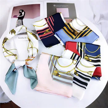 

70cm silk print Women Scarf Small Square Spring Autumn New Korean Multi Function luxury head scarf