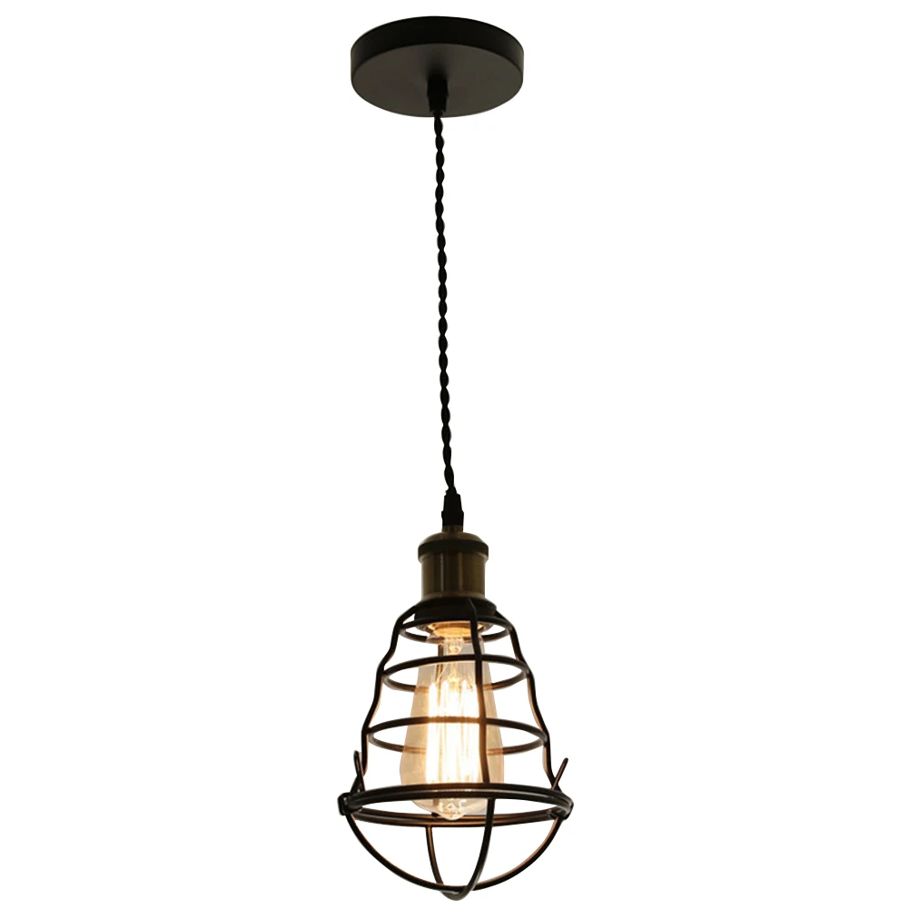 

E26 E27 Ceiling Lamp Living Room Hanging Cage Industrial Vintage Kitchen Coffee Shop Adjustable Height Pendant Light Loft Iron