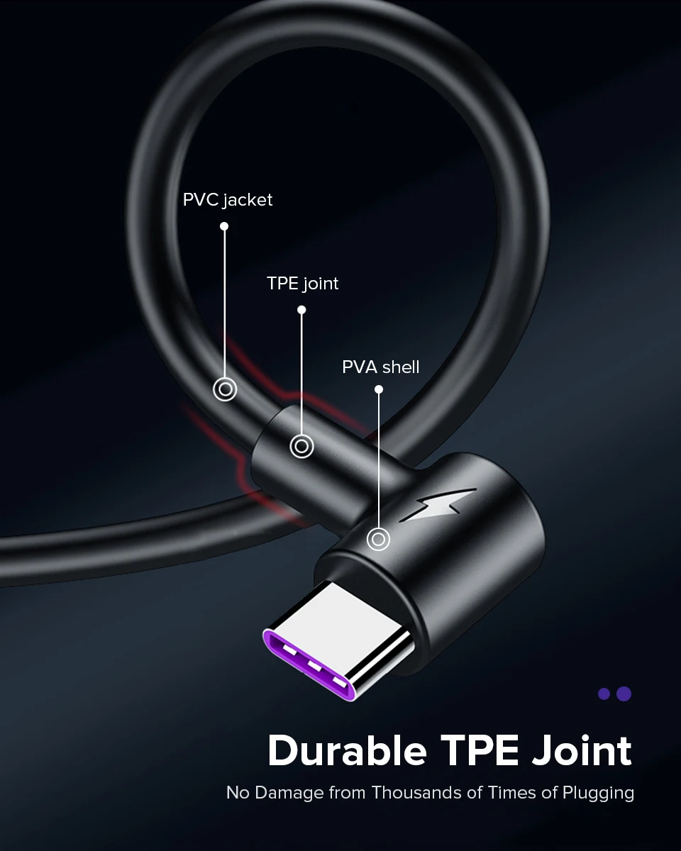 5А usb type C кабель 90 градусов 1 м 2 м Быстрая зарядка type-C Kable для huawei P30 P20 mate 20 Pro Phone Supercharge QC 3,0 USBC Кабо