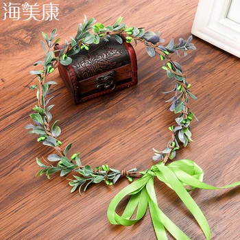 

Haimeikang Green Leaf Wreath Crowns Headband Women Hair Accessories Headdress Girl Floral Garlands Wedding Party Floral Headwear