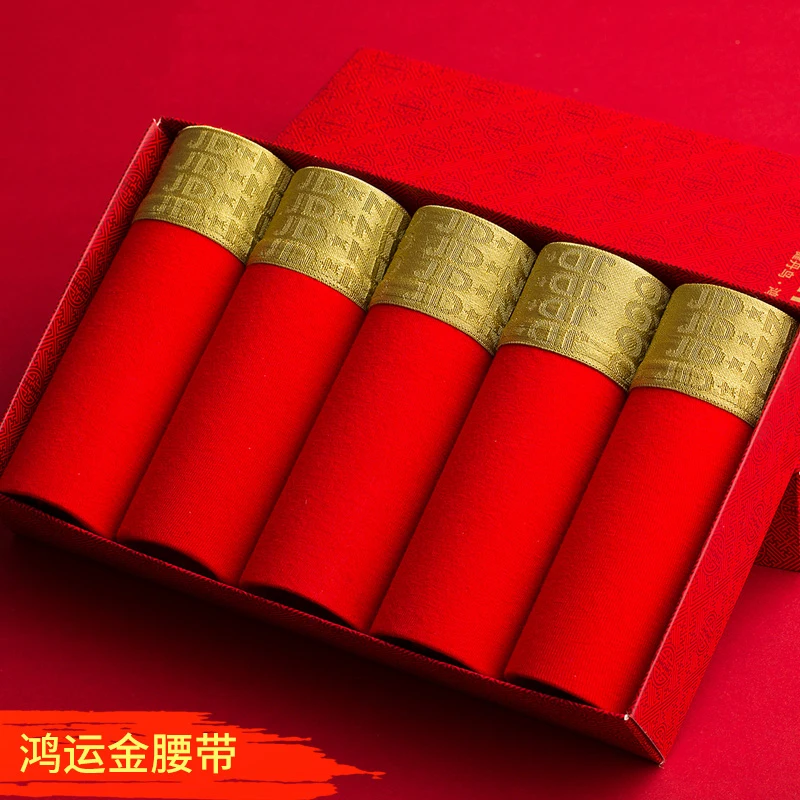 RED 5 шт., нижнее белье для мужчин, хлопковые боксеры, Homme, фирменное Мужское нижнее белье, мужские трусы, дышащие шорты с u-образной выпуклой сумкой, для мужчин, большие размеры, L-3XL - Цвет: RED