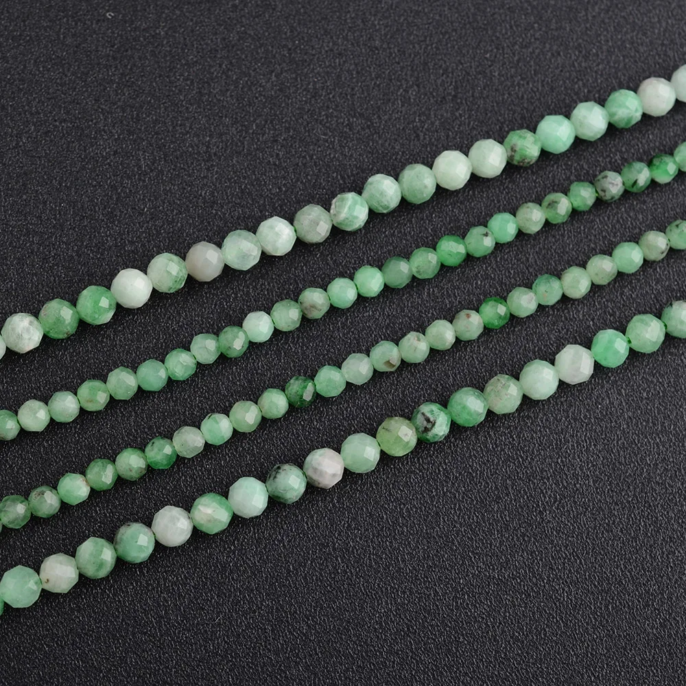 Wholesale Natural Genuine Green Emerald Faceted RoundLoose Small Beads 16