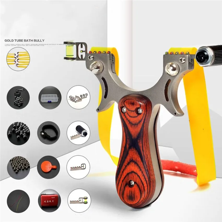 

Slingshot Catapult Hunting High Quality Stainless Steel with Rubber Band + Mud Ball Outdoor Shooting Game Sling Shot Set