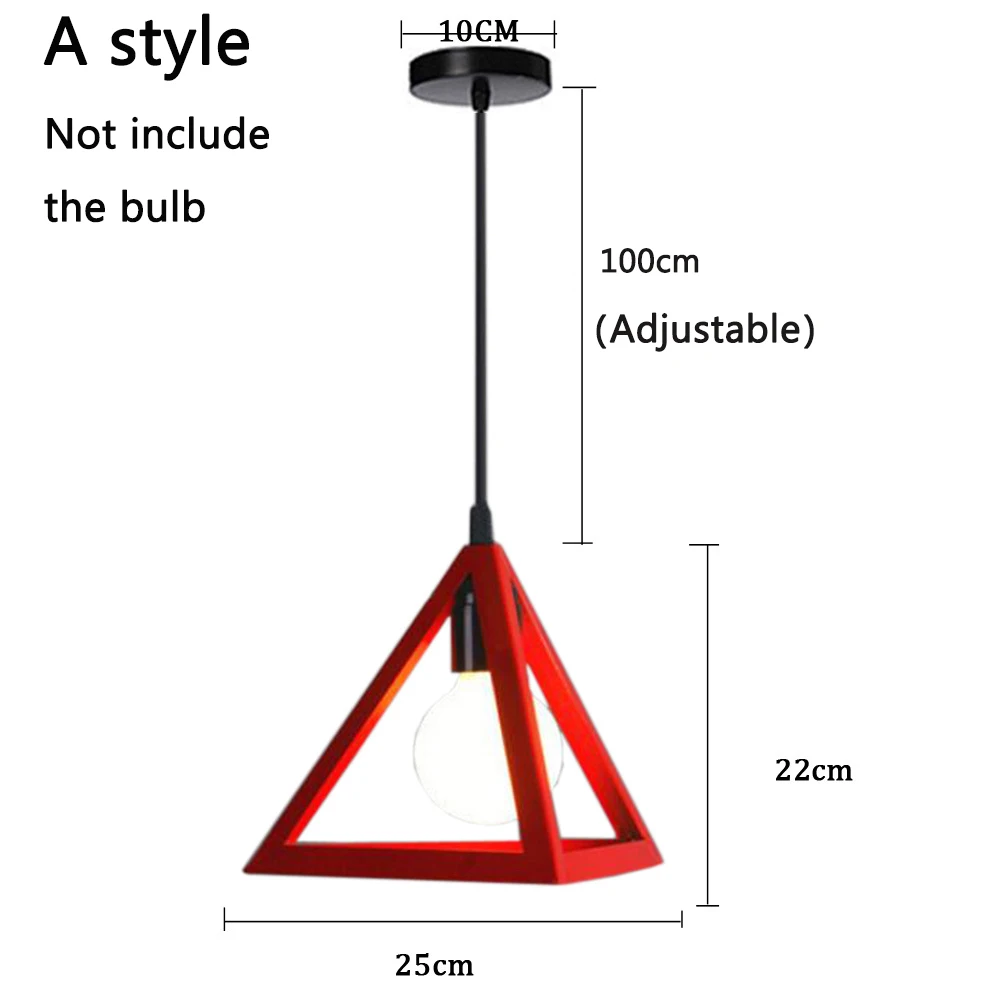 Скандинавские винтажные подвесные светильники Железный Лофт в стиле минимализма клетка Пирамида подвеска лампа Современная промышленная металлическая Подвесная лампа салон E27 светодиодный - Цвет корпуса: A Style Red