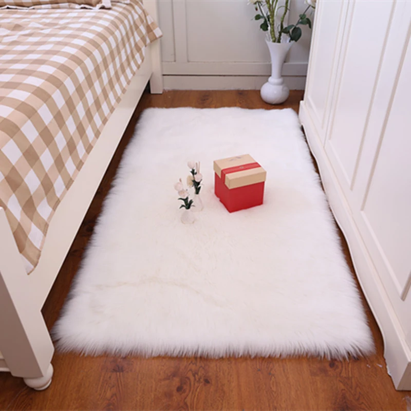 

Plush fur Carpet Bedroom Bedside Blanket Imitation Wool Household Bay Window Mat White Rectangular Shop Window fashion rugs