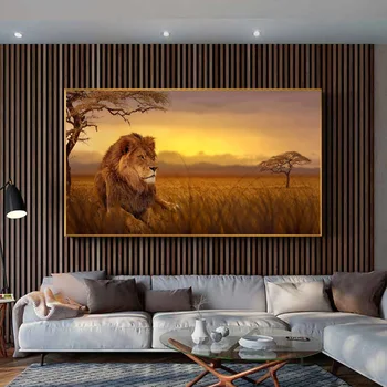 

Poster Canvas Painting Animal Landscape Prints Picture Abstract Lion Tree Wall Art Pictures For Living Room Cuadros Home Decor