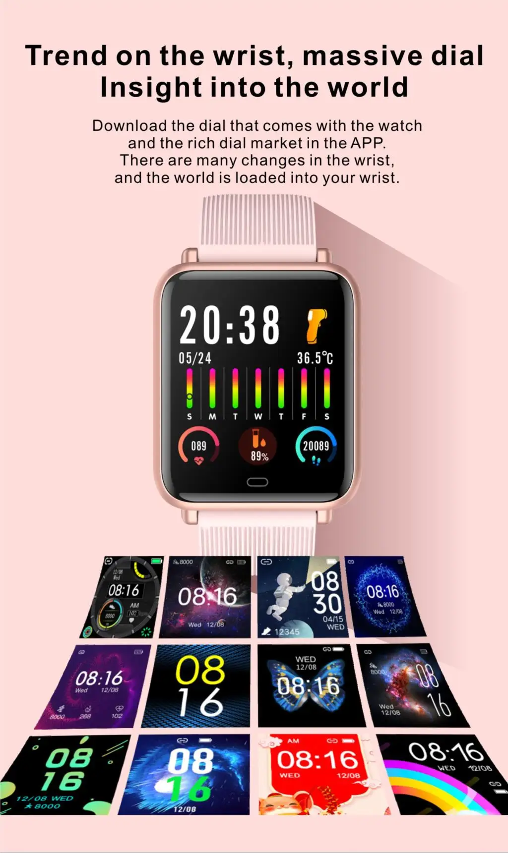 2022 Body temperature,Whole snack rate monitoringBlood oxygen monitoringMultiple sports modes,Caller ID and rejection Smartwatch
