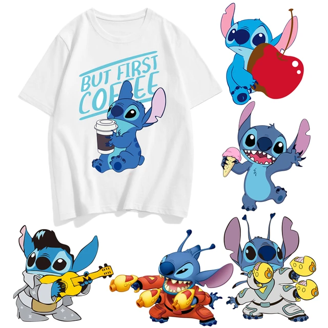 Pegatinas de dibujos animados Lilo Stitch, apliques de transferencia  térmica para ropa