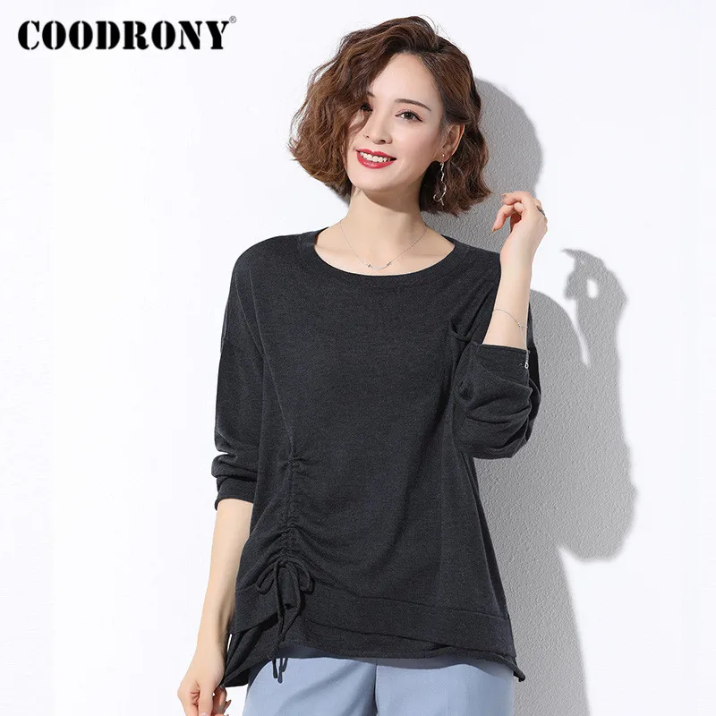 COODRONY Brand Autumn Winter Elegant Style Pullover Loose Sweaters Women Casual Knitwear Soft Basic Bow Jumpers Female W1073