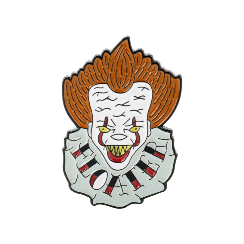 Pennywise Стивен Кинг это брошь булавка Чаки лицо Стивен Кинг металлическая брошь с Эмалью Булавки фильм ужасов Ювелирные изделия Подарки На Хэллоуин - Окраска металла: yellow