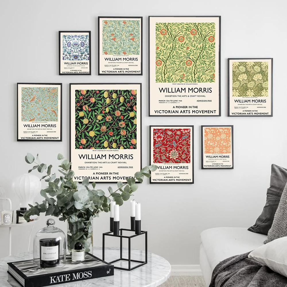

William Morris Vintage Flower Fruit Leaf Museum Exhibition Wall Art Canvas Painting Posters and Prints Living Room Picture Decor