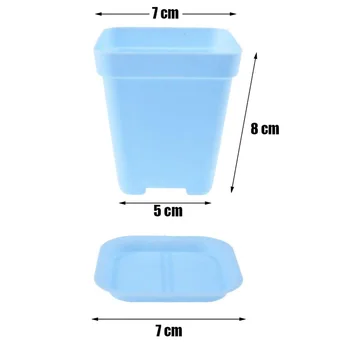 

PVC 24PCS Mini Square Plastic Plant Flower Pot Planter Colorful With Pots Trays Thick Plastic Pot Bottom W/ Small Holes