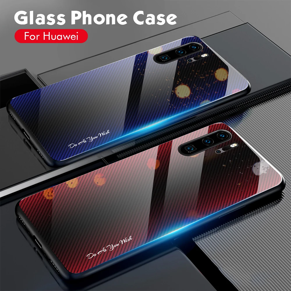 

Case for Huawei P 20 P20 Lite Pro P20Lite Texture Tempered Glass Back Case Colorful Cover for Huawei P 30 P30 Lite Pro Shell