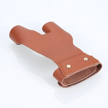 

Left Hand Archery Arrow Bow Cow Leather Hunting Shooting Finger Protector Guard Two Fingers Protect Glove